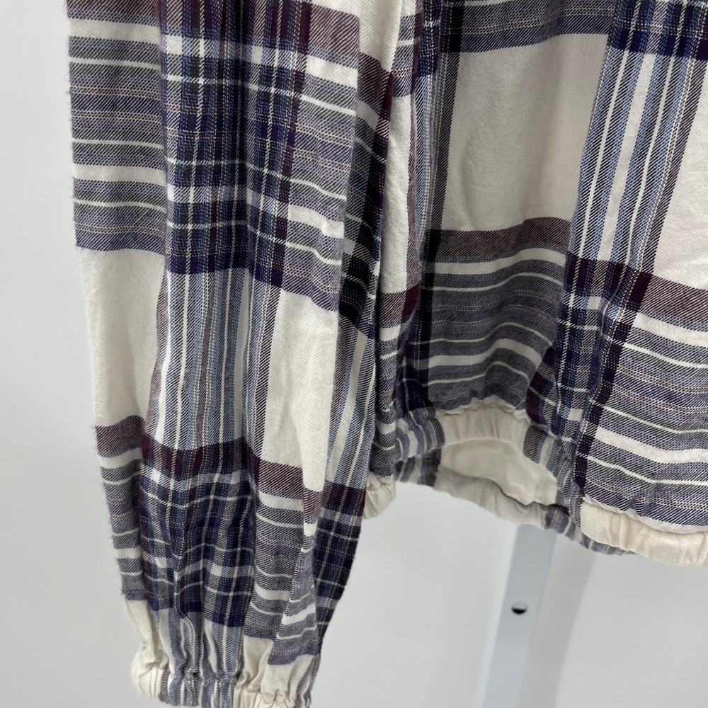 Anthropologie Cloth & Stone  Glacier Plaid Blouse - Size Small - Picture 7 of 10